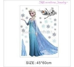 Imagen 4 de 6 de Poster Sticker Gigante Vinyl Pa Pared Frozen Elsa Olaf Nieve