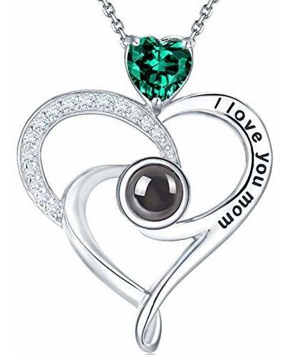 Collar - May Birthstone Emerald Necklace I Love You Mom 100 