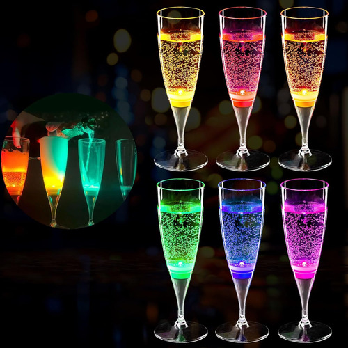 Copas De Flauta De Champán De Vino Led, Homeya (juego De 6 M