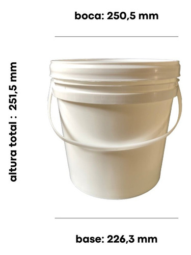 Balde Para Armazenar Mel 10 Litros Com Tampa-10 Pçs Cor Branco