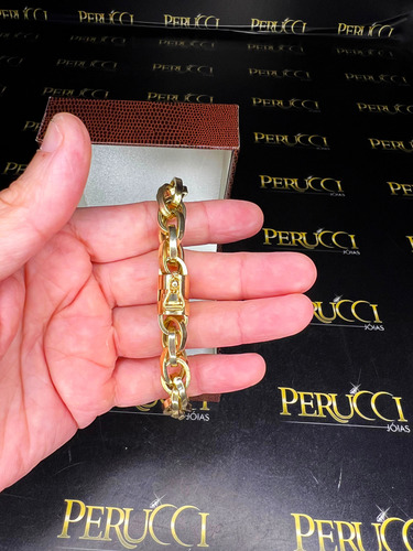 Pulseira Baguete Duplo 23 Gramas 11mm Ouro 18k 750