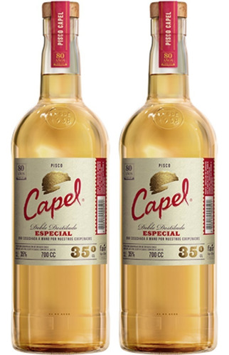 Pisco Capel Especial Doble Destilación 35°x750cc 2 Botellas!