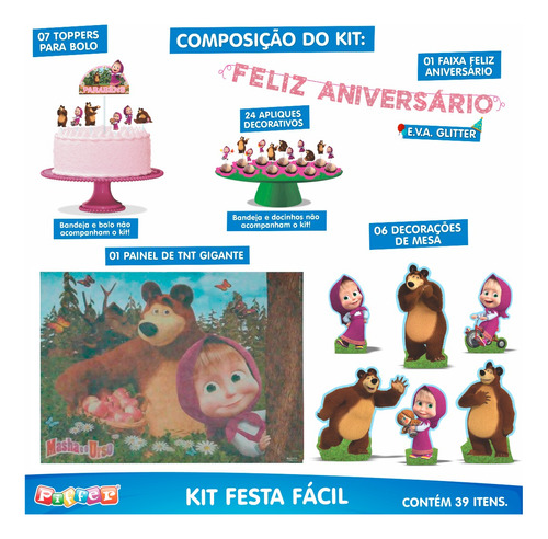 Kit Festa Fácil Marsha E O Urso Aniversário Criança Infantil