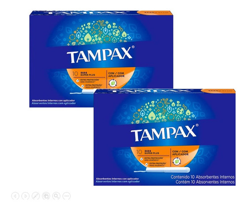 2 Tampax Super Plus 20 Absorbentes Internos