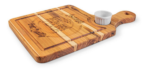 Tabua Burguer Time Alca Lateral C/ 1 Ramekin 42x28cm Tecawoo Cor Marrom Liso