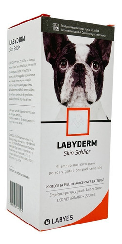 Shampoo Labyderm Skin Soldier para cães e gatos, fragrância neutra de 220 ml