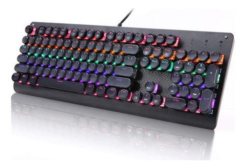 E-yooso Teclado Mecánico Retro Para Juegos, Teclado Led De Y