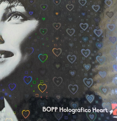 Imagem 3 de 3 de Bopp Holografico 3d Coração (heart) Brilho 22cm X 10 Metros