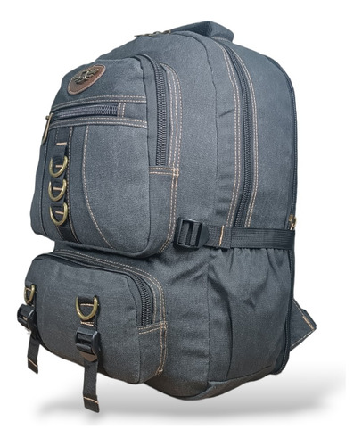 Mochila Masculina Resistente De Lona Compartimento Para Notebook Até 15.6 Universidade Trabalho Ou Viagem Cor Preto