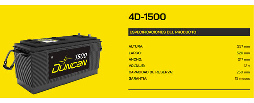 Batería Duncan 4d 1500amp