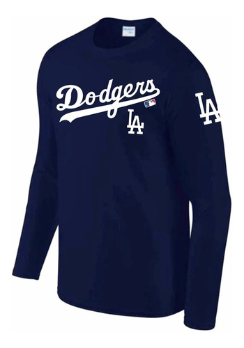 Playera Los Angeles Dodgers, Manga Larga 100% Algodón