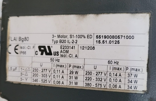 Motoredutor 1:80 Bonfiglioli W 110 U 80 P80 B14 B3 Passante (Usado)