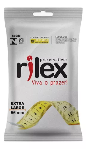 Camisinha Preservativo Rilex Extra Large 56mm 3 Unidades