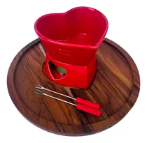 Comprar Conjunto Fondue De Cerâmica Com Tábua De Madeira Teca