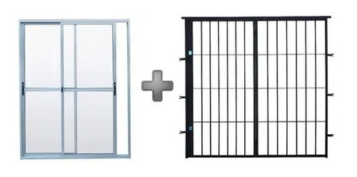 Puerta Ventana Aluminio Con Reja 150 X 200  