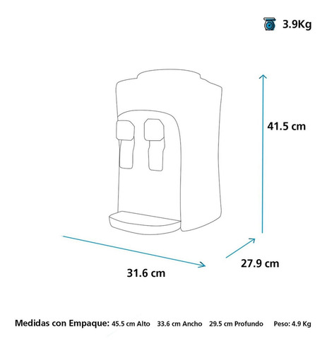 Dispensador De Agua Mabe Emm2pb Blanco 2 Grifos 19l De Mesa Blanco
