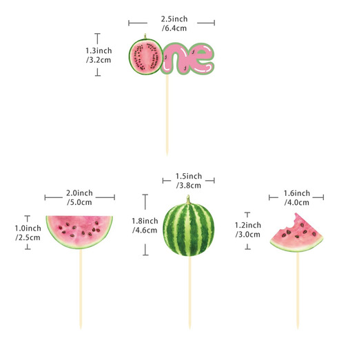 24 Adornos Para Cupcakes De Sandía, Uno En Un Melón, Decorac