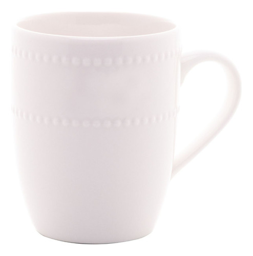 Caneca De Porcelana New Bone Double Dots Pearl Branca 390ml