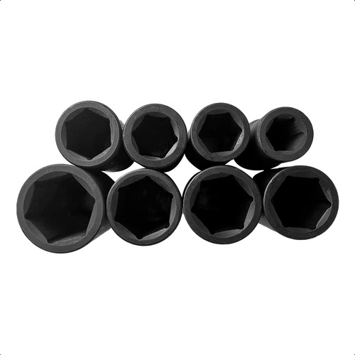 Kit Soquete Impacto Curto Sextavado Enc 3/4 8 Pçs 19 - 38mm