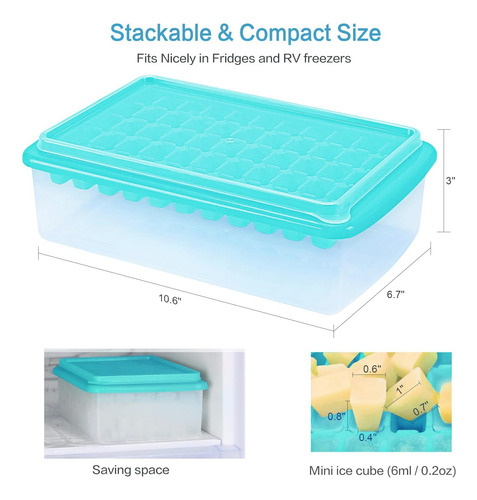 Ice Cube Trays For Freezer With Lid And Storage Container, E