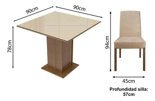 Juego De Comedor Mesa De Vidrio Con 4 Sillas - Balton Hogar