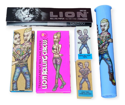 Kit Lion Rolling Circus Papeles Celulosas Filtros Tubos 