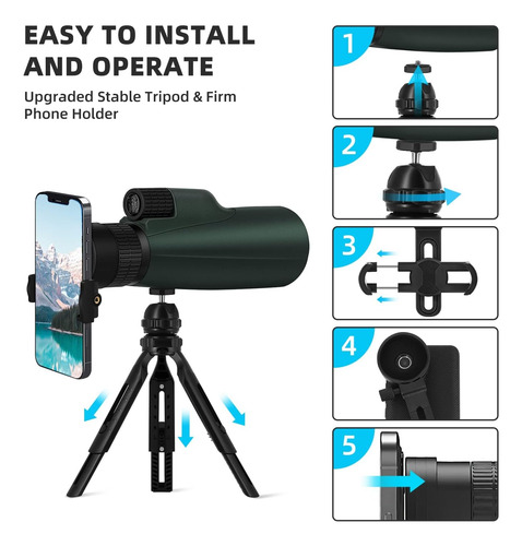 Telescopio Monocular De 10-30x50, Monocular De Alta Potencia
