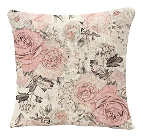 Yggqf Throw Funda De Almohada Floral Acuarela Rosa Flores Y 