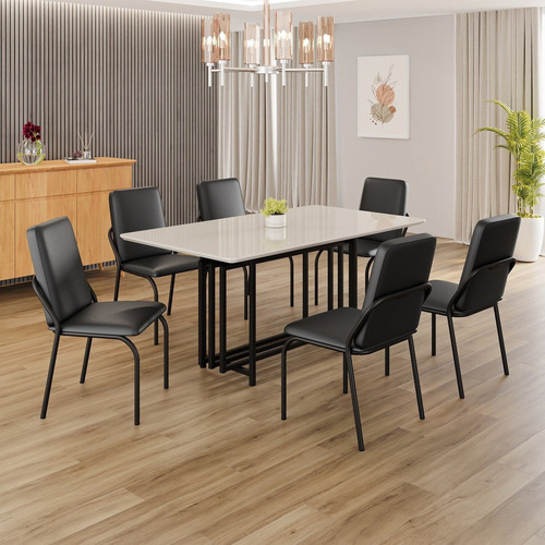 Conjunto Sala De Jantar Mesa 160x90cm Base Pérola Gfwt