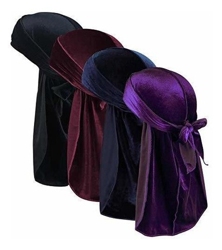 Velvet Durags Para Hombres Waves 2/4 Pares De Trapo De Cola 