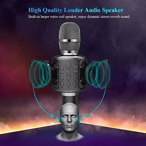 Micrófono de karaoke Bluetooth, micrófono inalámbrico recargable con  altavoz estéreo integrado, reverberación, modo dúo, grabación, reproducción  de