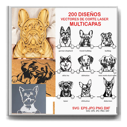 Pack Vectores Multicapas De Razas De Perros Corte Laser 