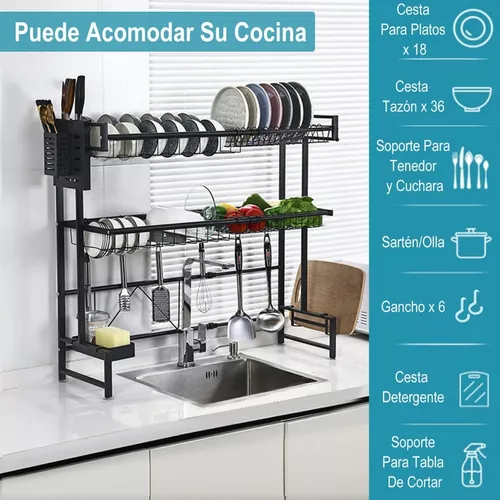 SNTD Escurridor de platos – Escurridor extensible para encimera de cocina,  escurridor de platos grande con escurridor y soporte para cubiertos, color