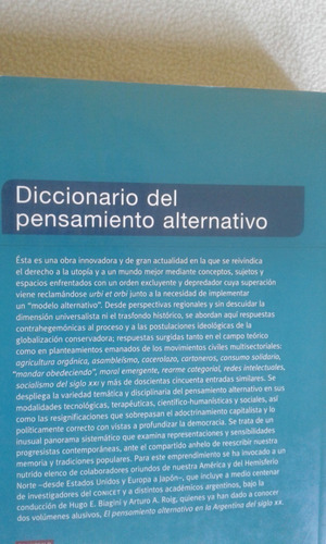 Diccionario Del Pensamiento Alternativo-roig-biagini-biblos- (Usado)