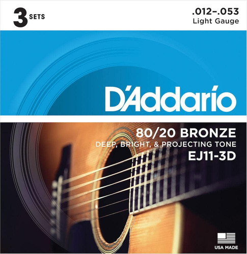 D'addario Light Cuerda Guitarra Acustica Bronce