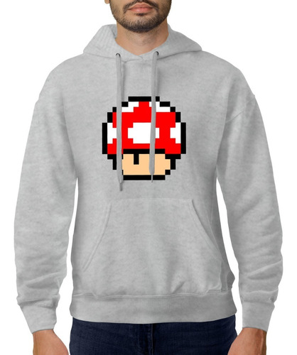Imagen 2 de 5 de Buzo Canguro Mario Bross Hongo Hombre Mujer Niños Premium