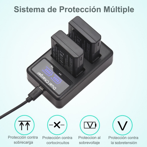 F Kit De Bateria E Carregador En-el14 2pcs 7.4v 1500mah