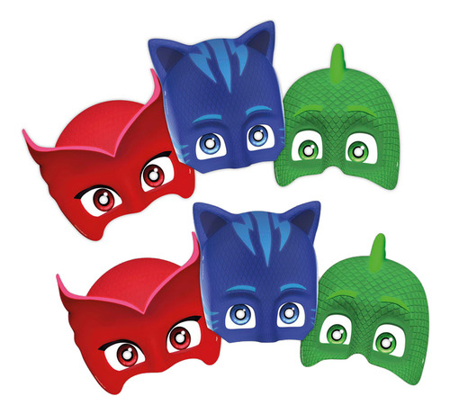 Mascara Festa Pj Masks Decoração Resistente 6 Und Mais Cor