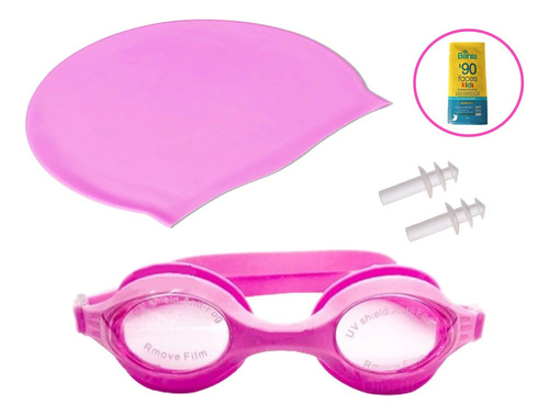 Kit Natación Gorro De Silicona + Lentes Con Tapa Oídos