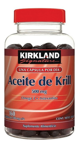 Suplemento En Cápsulas Kirkland Signature Aceite De Krill Alimenticio En Botella 160 Un