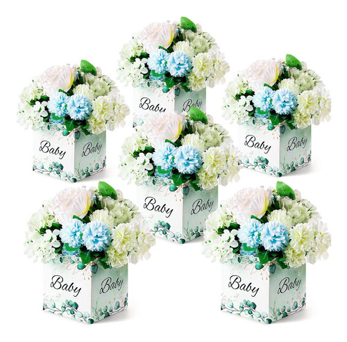 Ayfjovs 6 Caja Flor Verd Para Baby Shower Salvia Centro Mesa