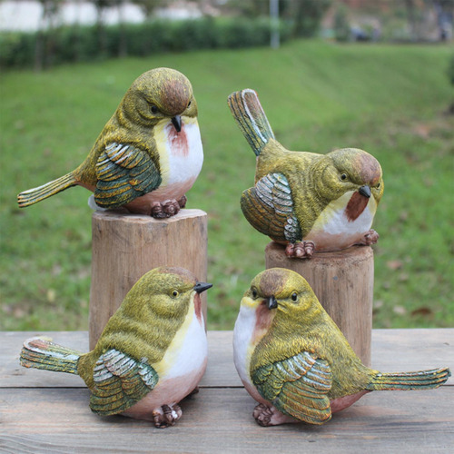 4 Estatuas De Pájaros De Simulación Para Decoración De