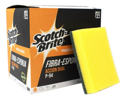 Fibra Verde Con Esponja 3m Scotch Brite P- 94 Caja C/12 Pzas