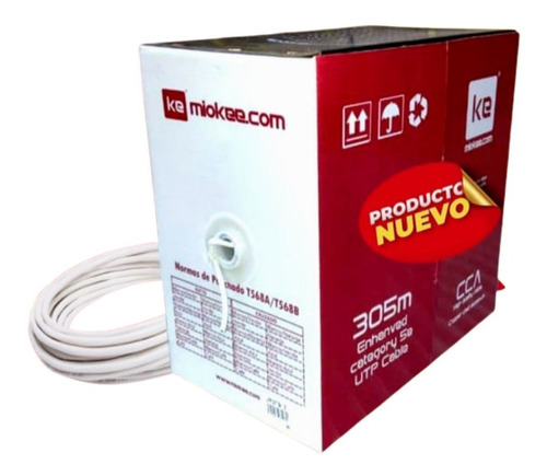 Cable De Red Utp Cat 5e Para Interior Miokee Caja 305 Mts