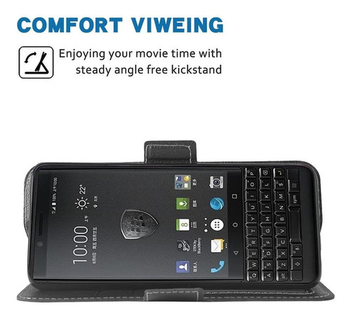 Funda Tipo Cartera Blackberry Key2 Con Correa De Muñeca Lf10