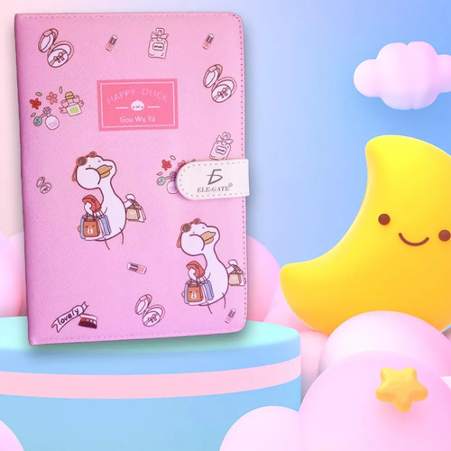 Cuaderno Libreta Agenda Rosa Broche Imantado 100 Hojas Rayas Ele-Gate