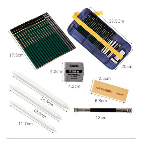 Deli Wrap Cartuchera Enrollable Set De Dibujo Grafito X 26