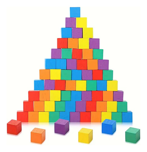 Bloques Cubos De Madera 2 Cm De Colores - Material Didáctico