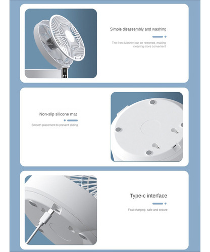Ventilador De Ar Circulante Sem Fio De Controle Remoto Com L