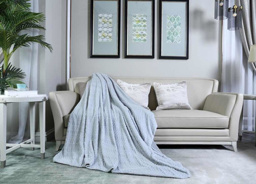Frazada Mariages Home Salamanca Flannel edredón queen color gris con diseño lisa de 240cm x 230cm